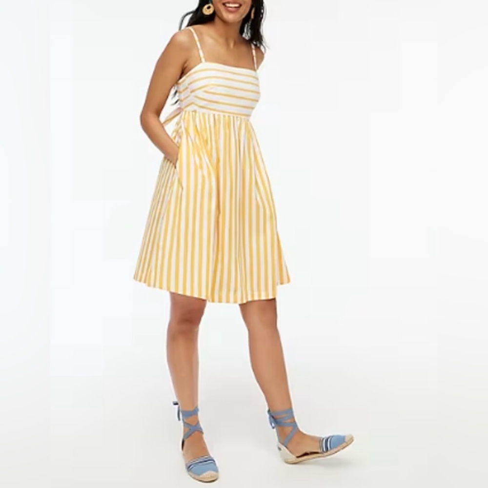 J.Crew Yellow & White Stripe Strappy Tie-Back Sundress | Size 12 | NWT